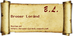 Broser Loránd névjegykártya